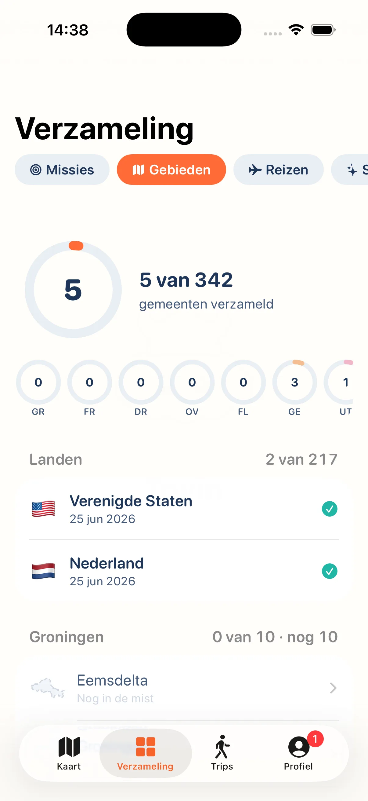 Tovin-app: de verzameling met missies, gebieden, reizen en schatten — en wat nog in de mist ligt
